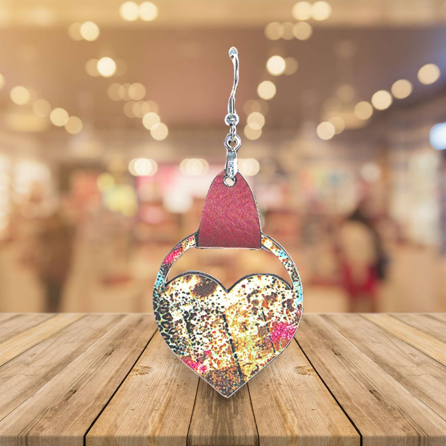 Round Heart Shaped Sublimated Earring