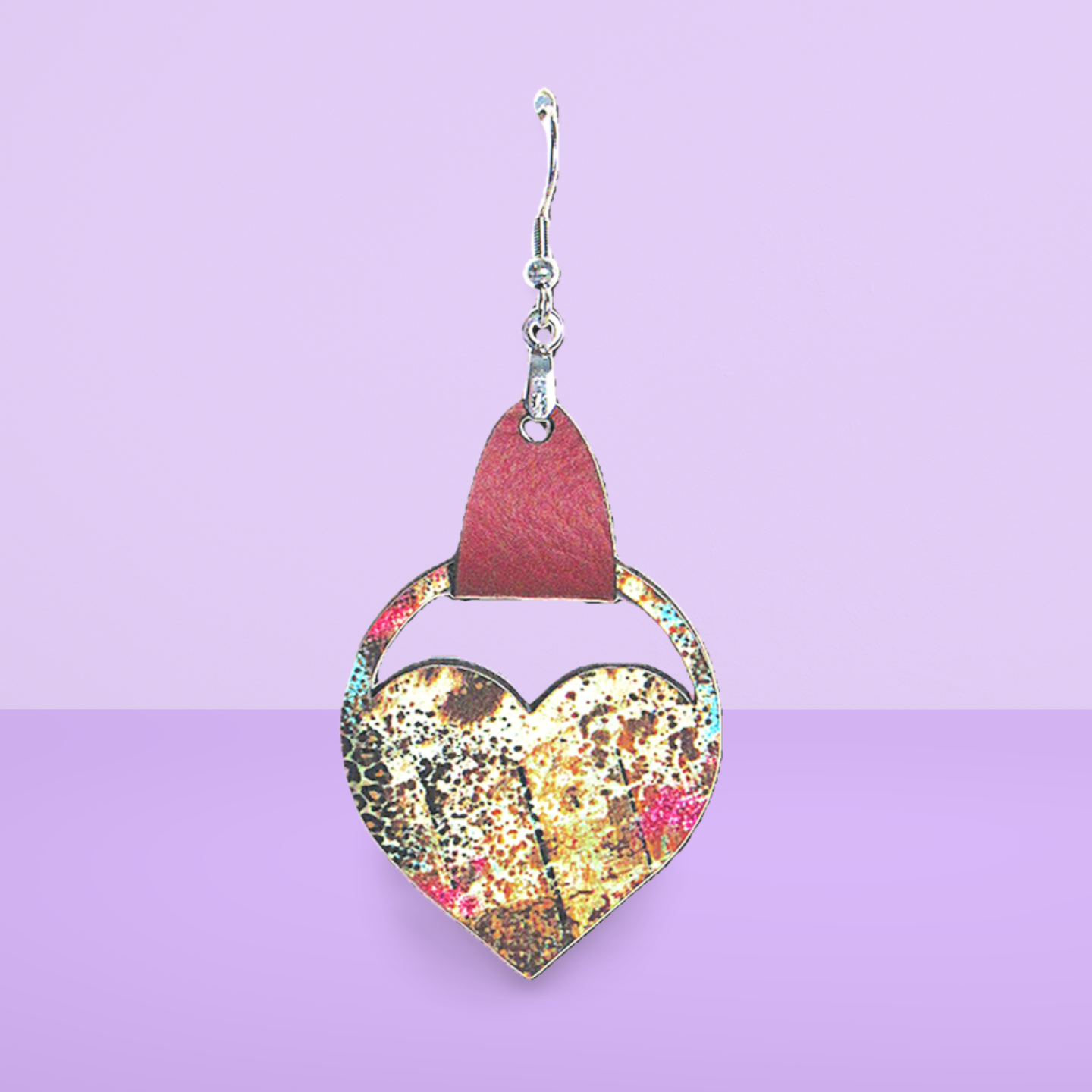 Round Heart Shaped Sublimated Earring