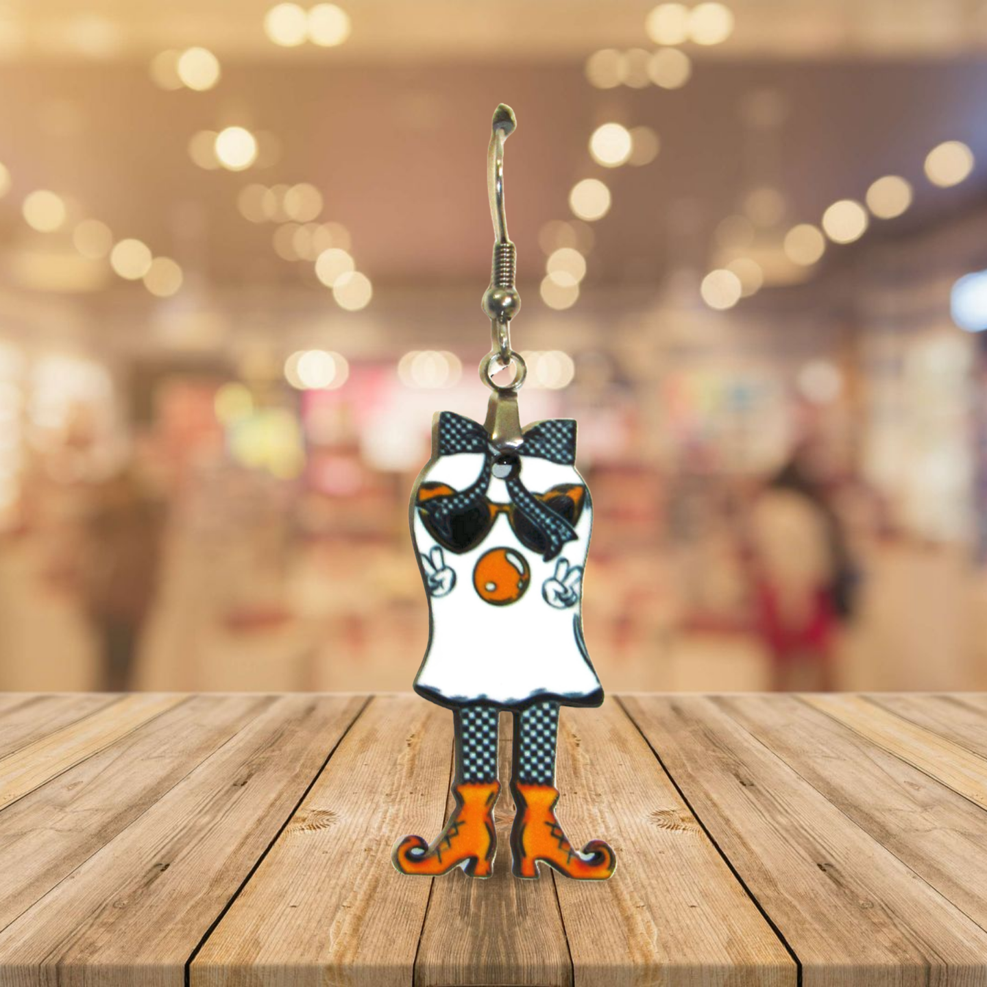 Ghost with Legs Shaped Sublimated Earrings 1.5 inch