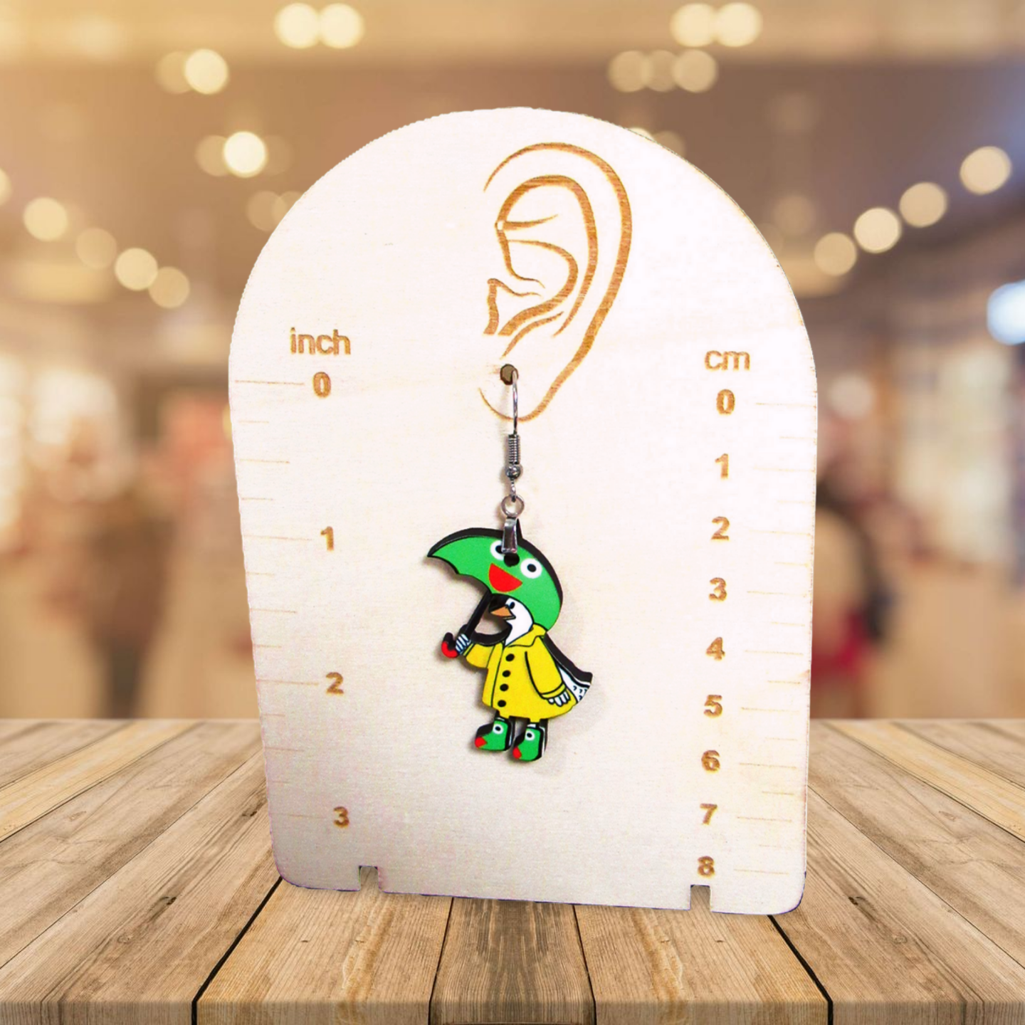 Goose with Umbrella Shaped Sublimated Earrings