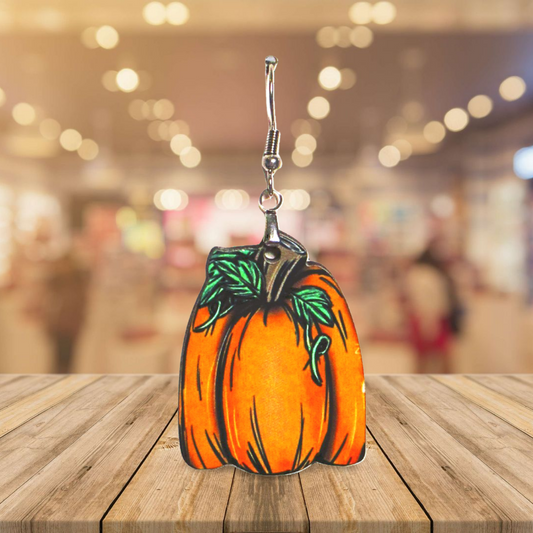 Tall Pumpkin Shaped Sublimated Earrings 1.5 inch