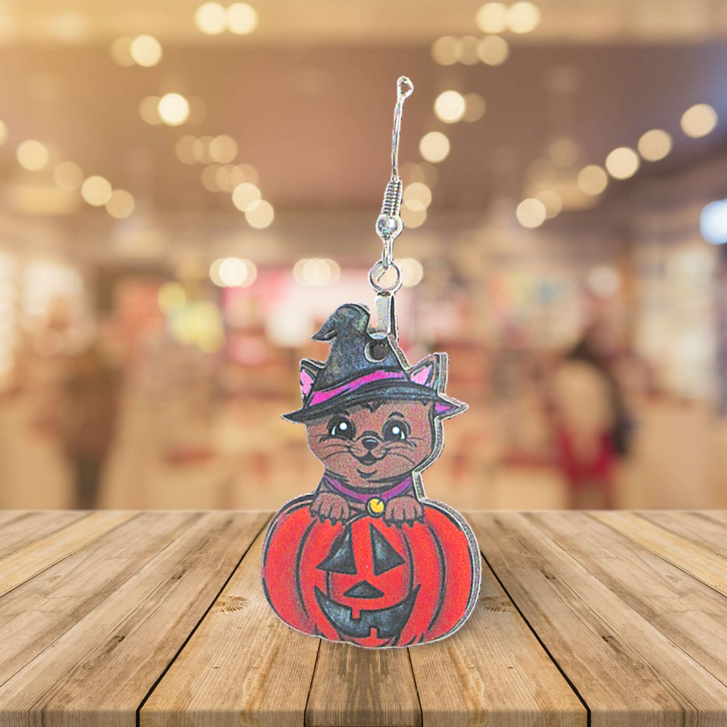 Cat in a Pumpkin Shaped Sublimated Earrings 1.5 inch