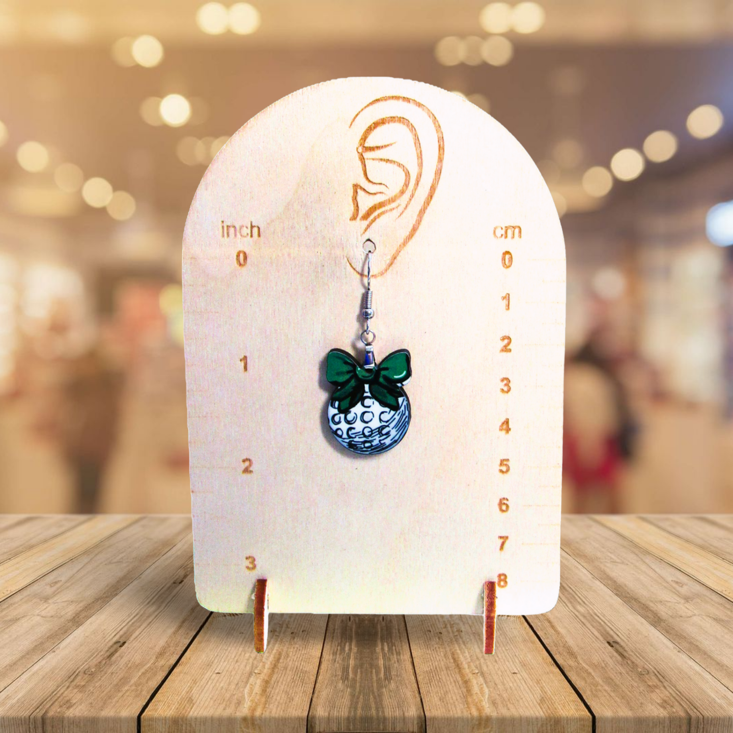 Ball with Bow Shaped Sublimated Earrings