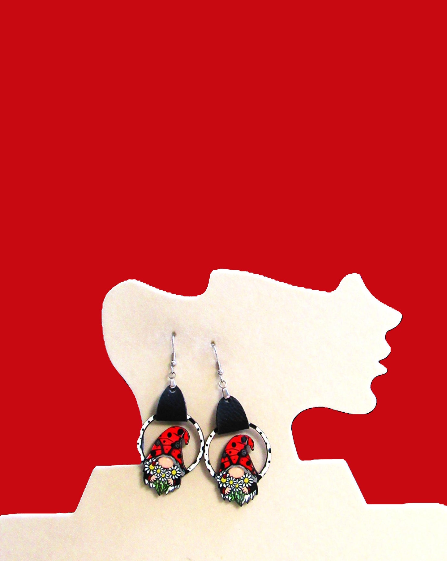 Round Gnome Shaped Sublimated Earrings