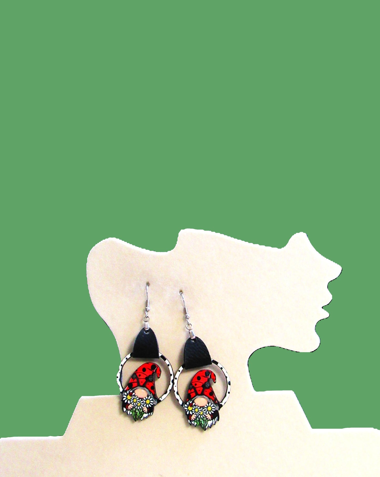 Round Gnome Shaped Sublimated Earrings
