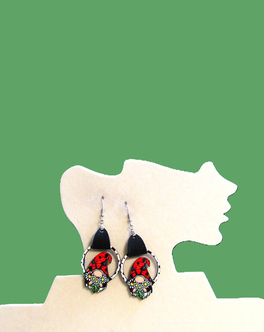 MDF-Round Gnome Shaped Sublimated Earrings 1.5 inch