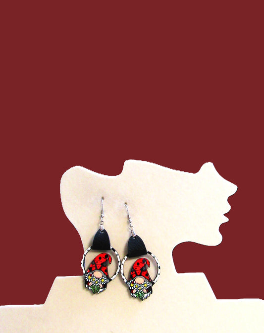 Round Gnome Shaped Sublimated Earrings