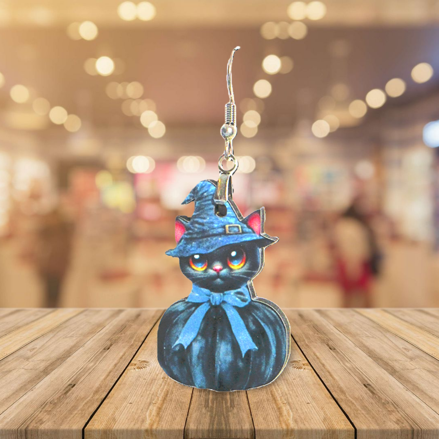 Cat in a Pumpkin Shaped Sublimated Earrings 1.5 inch