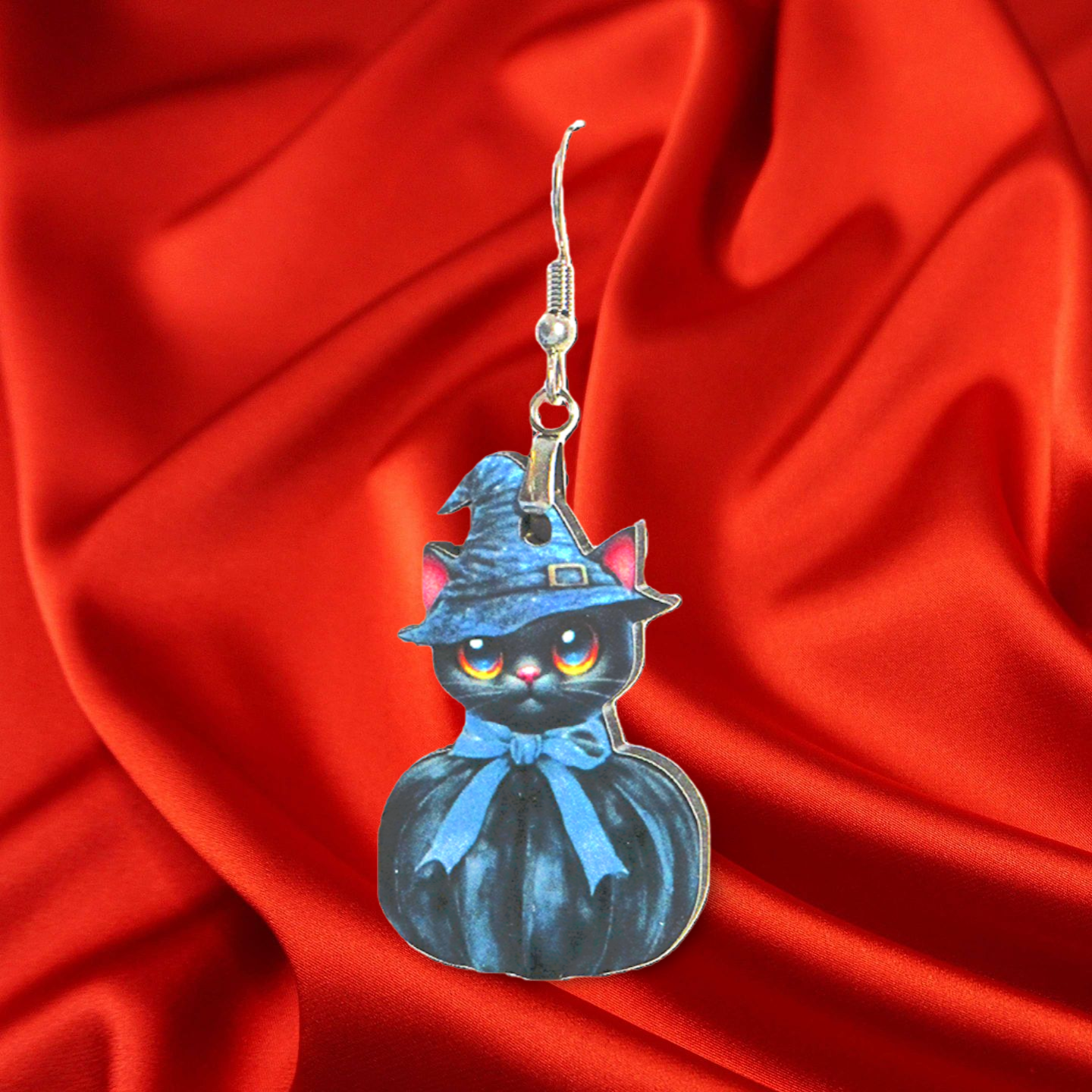 Cat in a Pumpkin Shaped Sublimated Earrings 1.5 inch