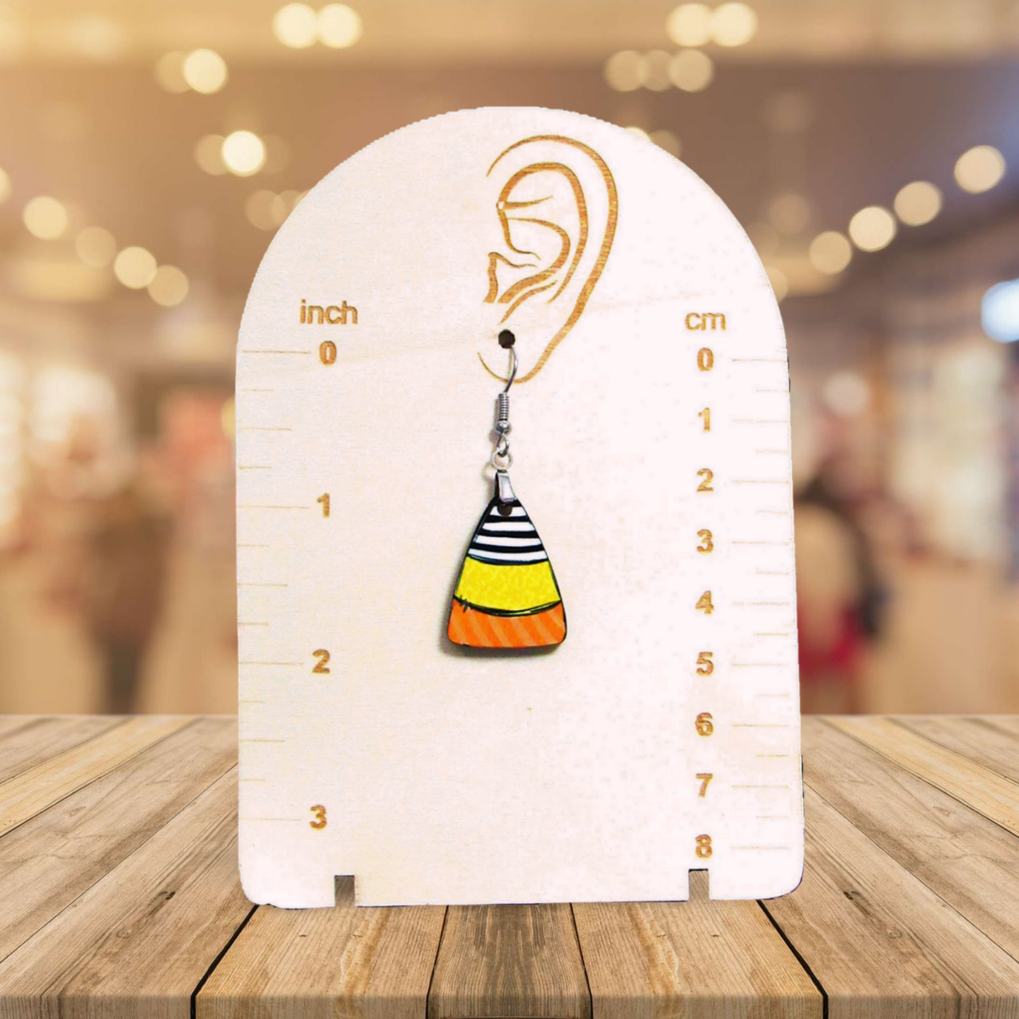 Candy Corn Shaped Sublimated Earrings 1 inch