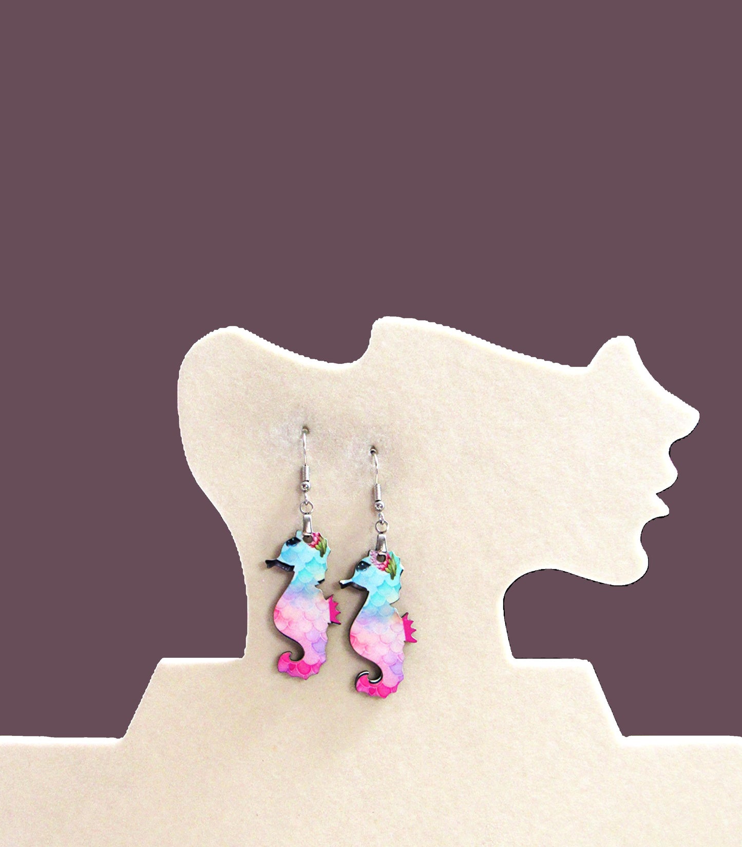 Seahorse Shaped Sublimated Earrings