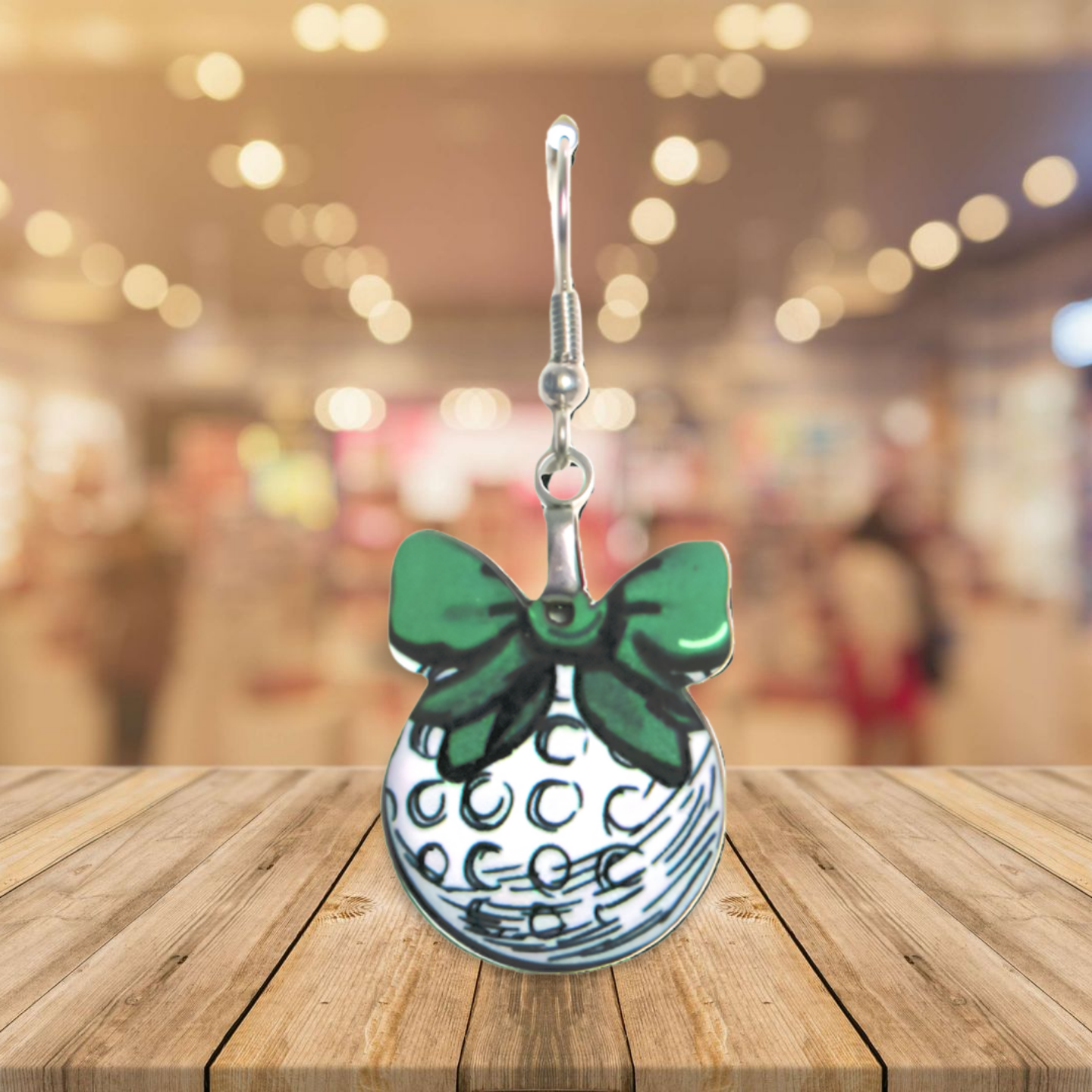 Ball with Bow Shaped Sublimated Earrings