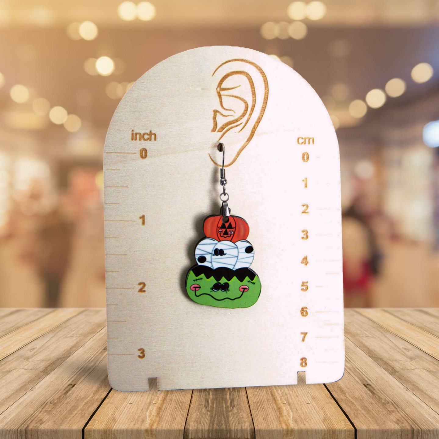 Stacked Pumpkin Sublimated Earrings 1.5 inch