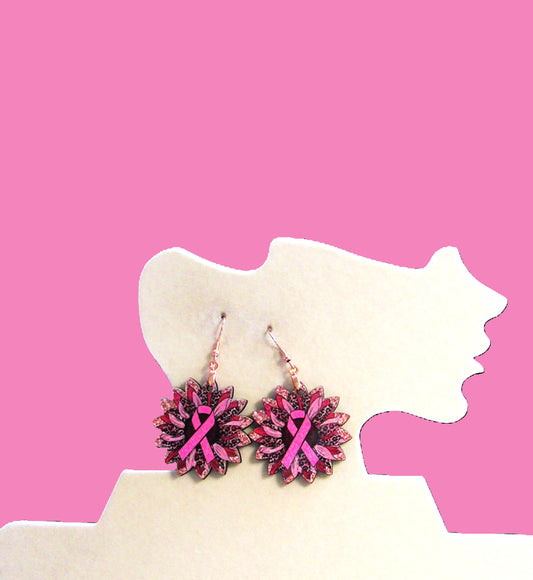Breast cancer Awareness Shaped Sublimated Earrings