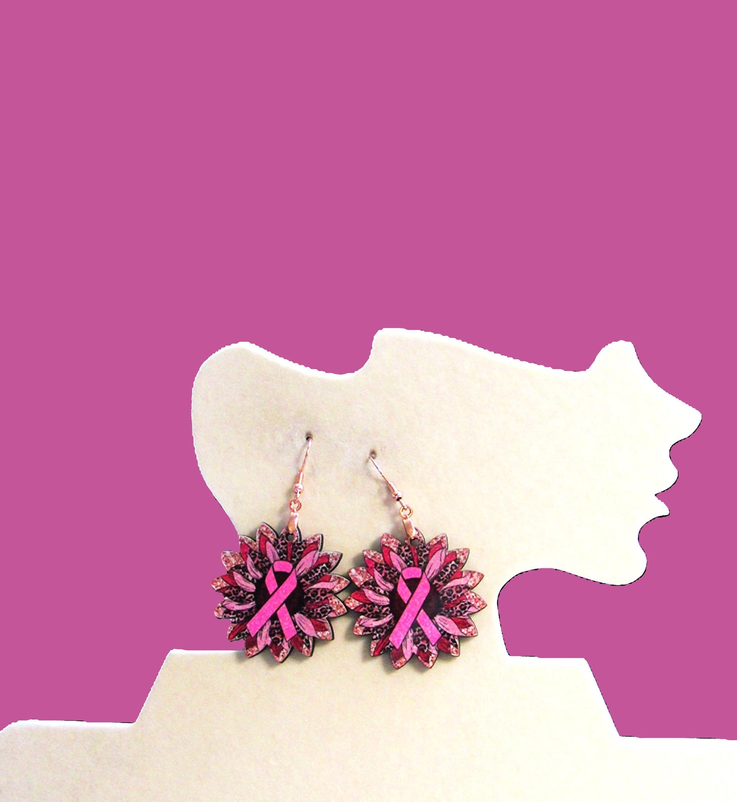 Breast cancer Awareness Shaped Sublimated Earrings