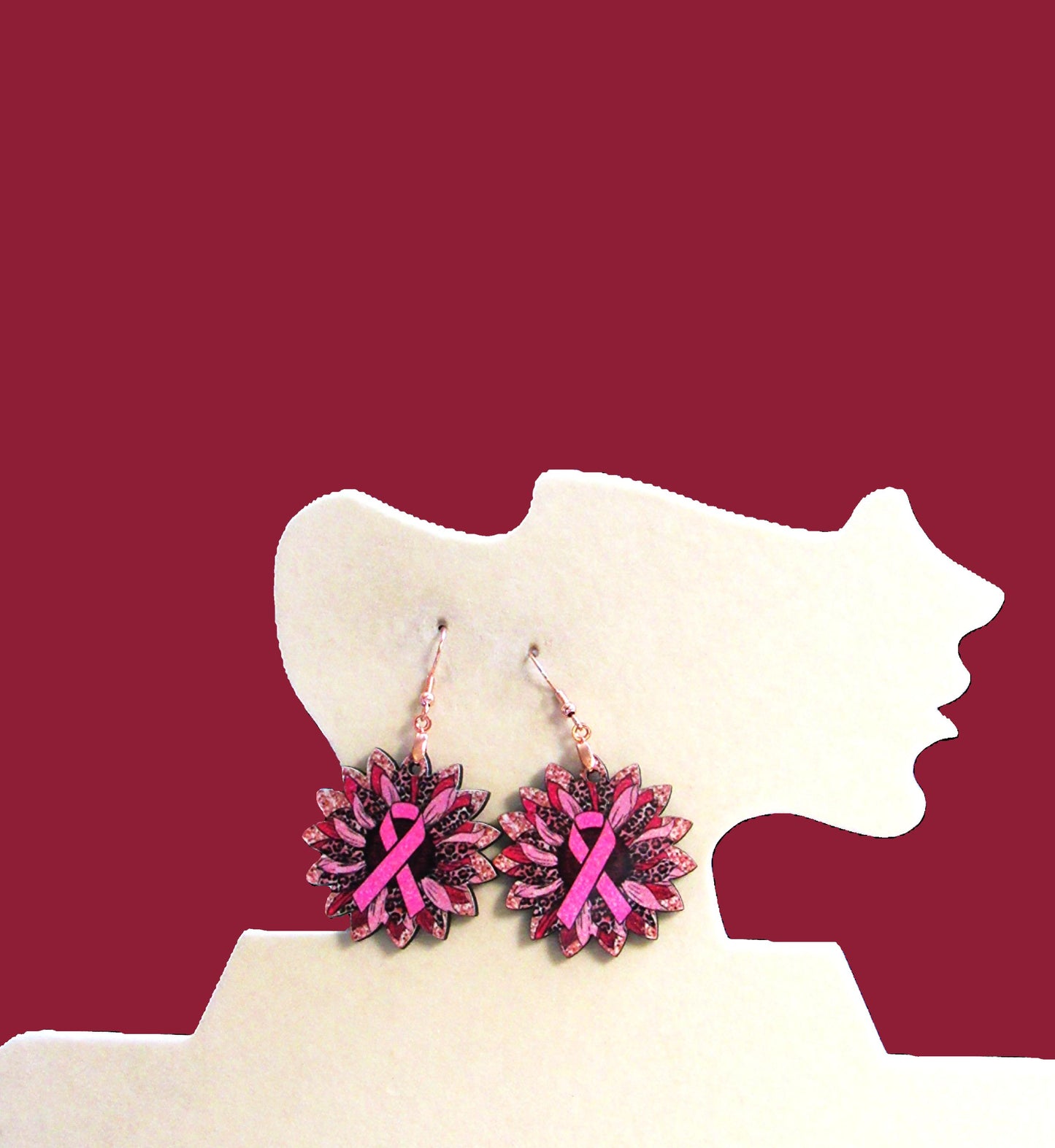 Breast cancer Awareness Shaped Sublimated Earrings