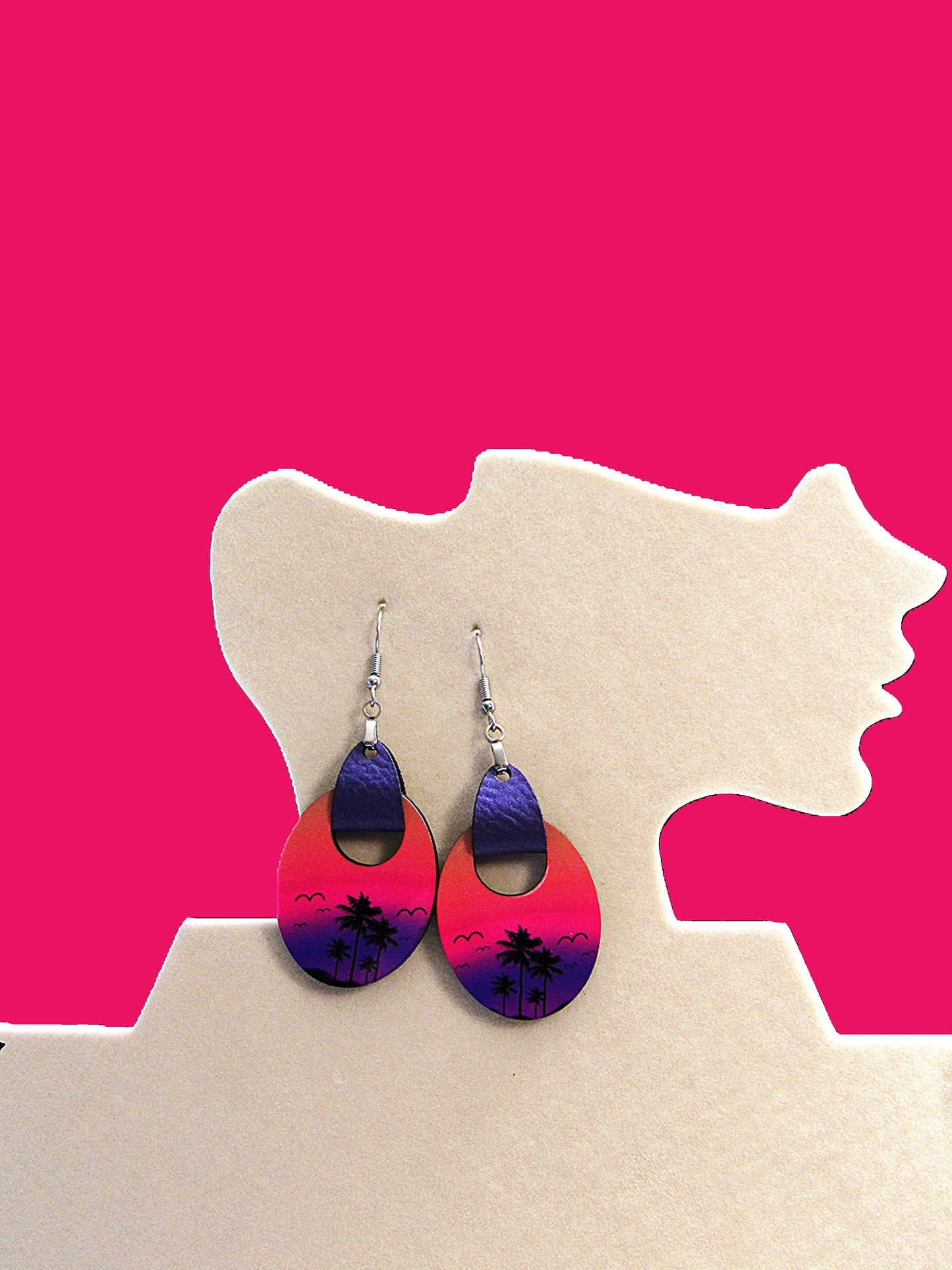 Boho Oval Shaped Sublimated Earring