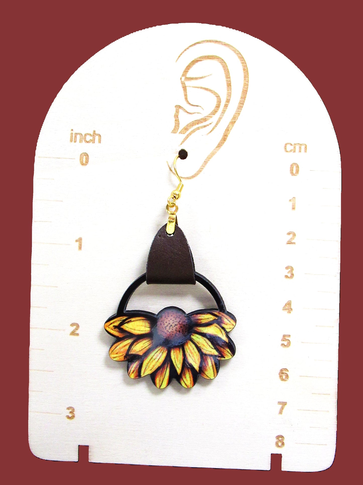 Round Sunflower Shaped Sublimated Earrings