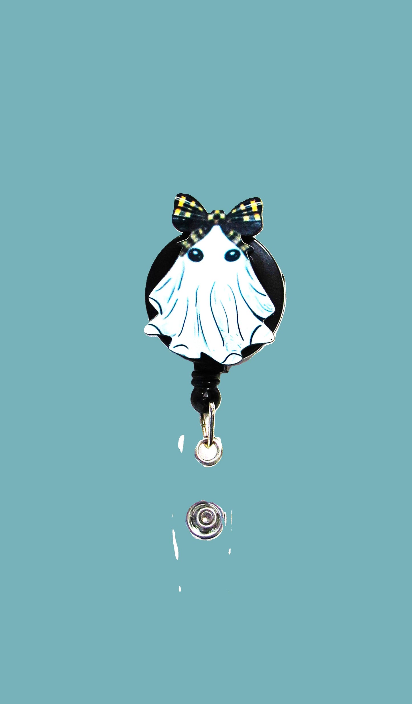 Ghost with Bow Shaped Sublimated Badge Reel