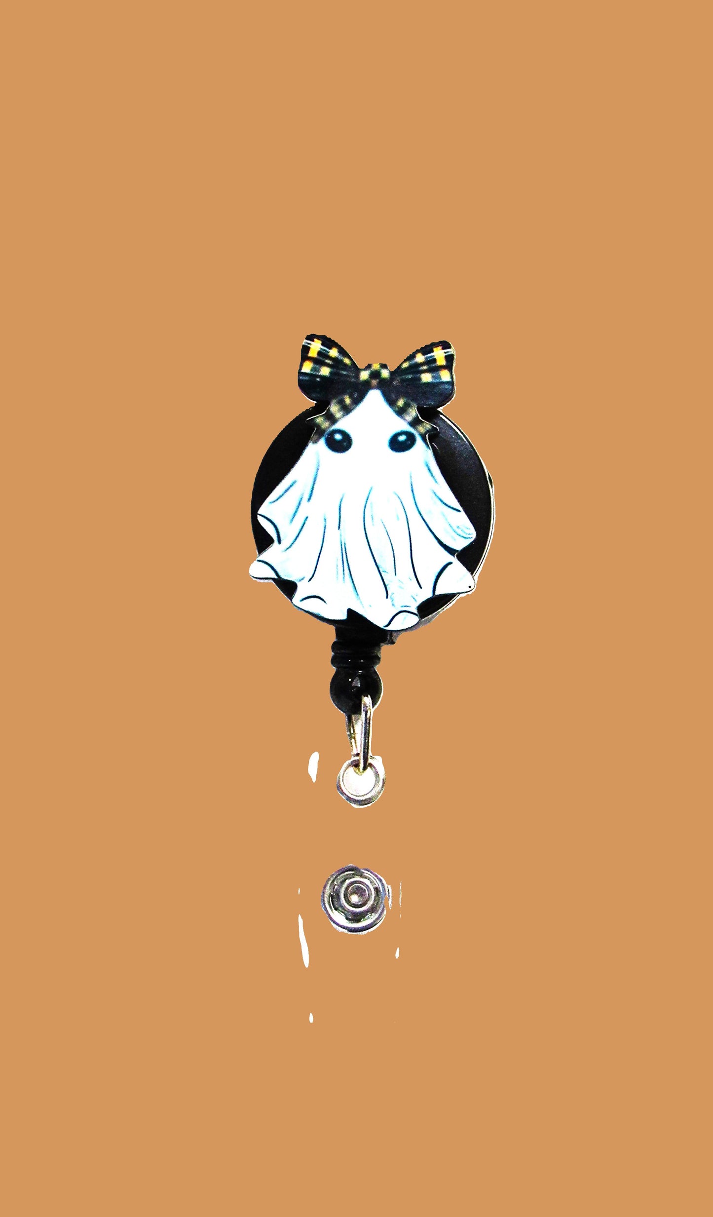 Ghost with Bow Shaped Sublimated Badge Reel