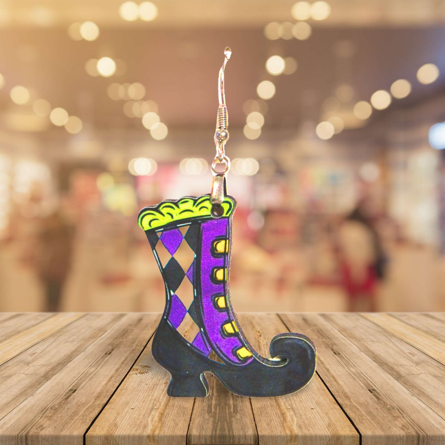 Witch Boot Shaped Sublimated Earrings 1.5 inch