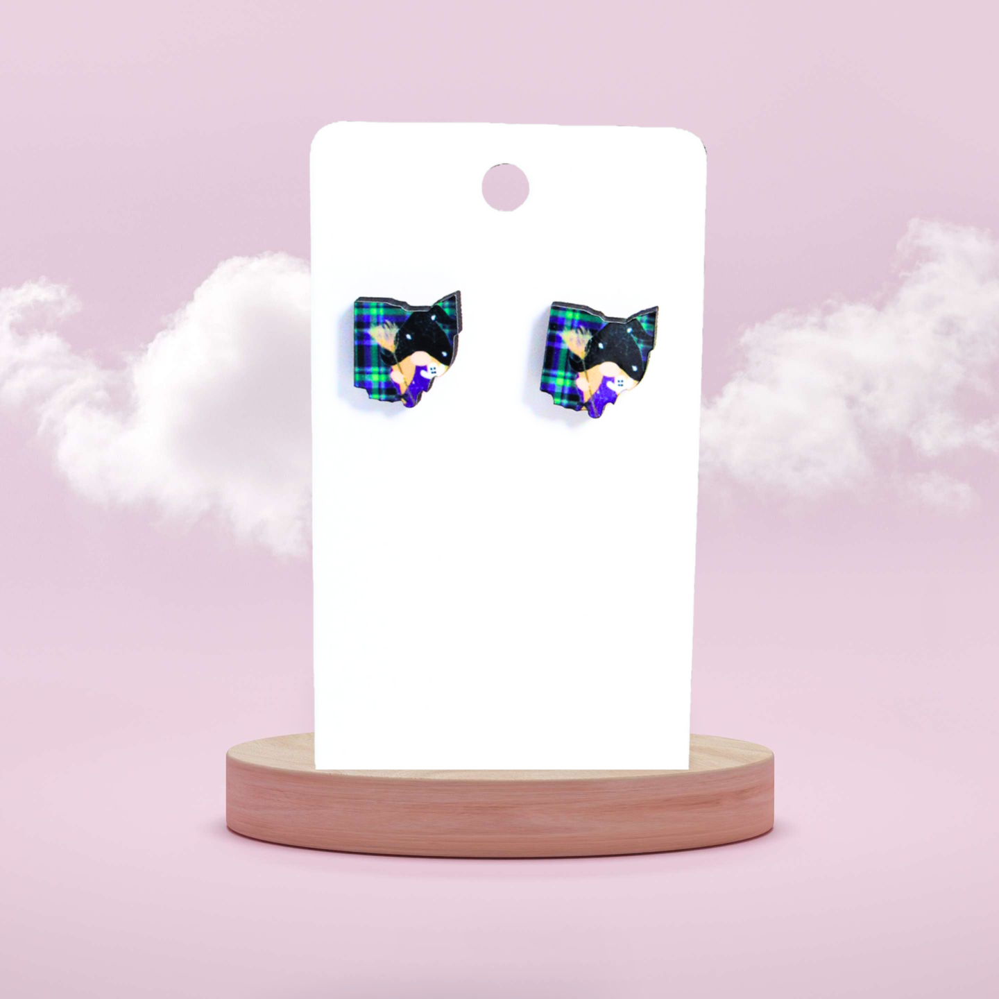 Ohio Shaped Sublimated Stud Earrings