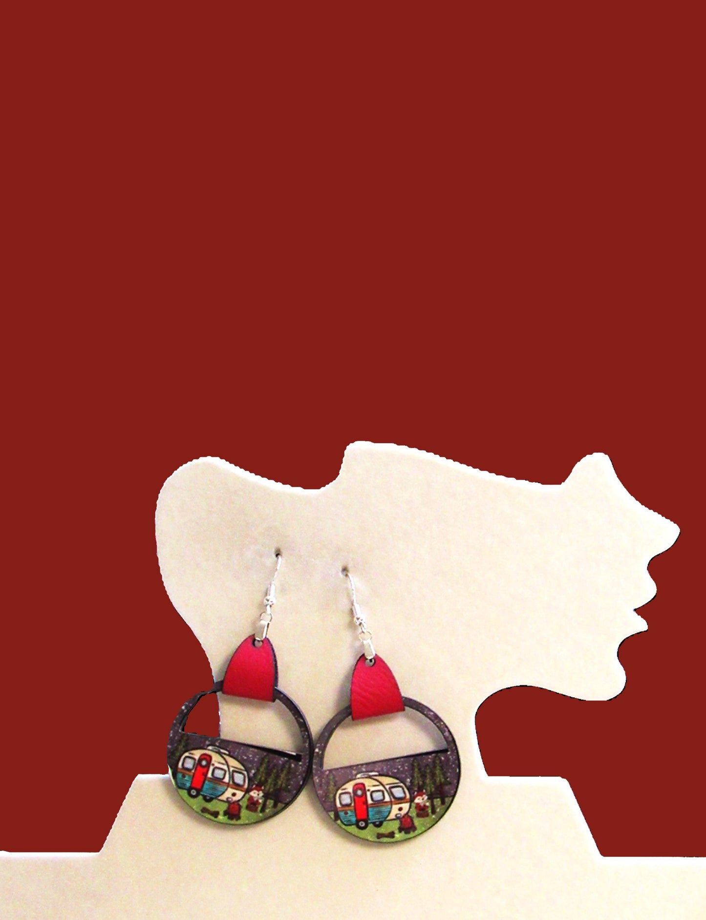 Round Semi Circle Shaped Sublimated Earrings