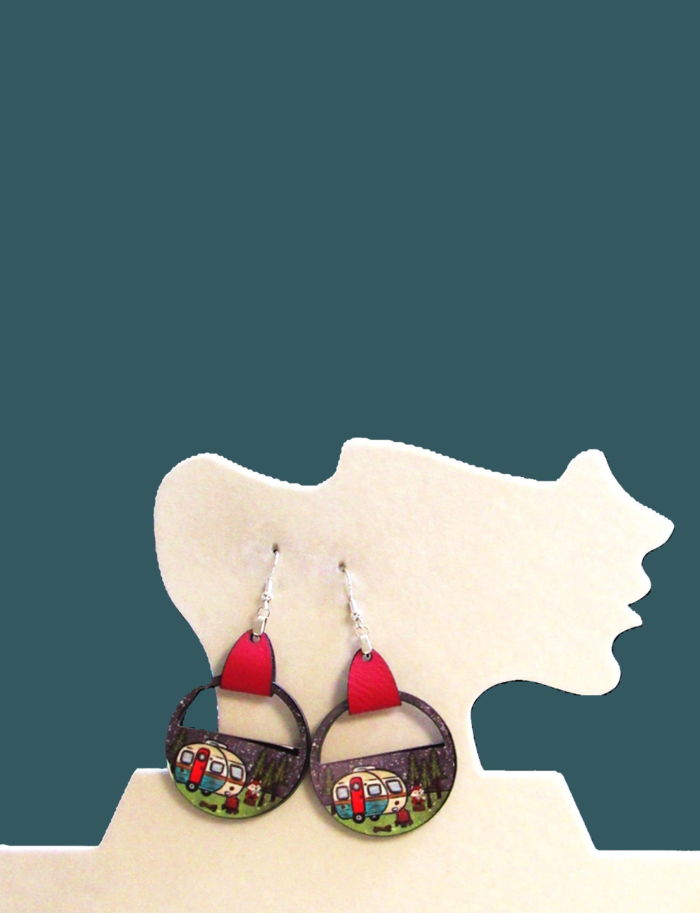 Round Semi Circle Shaped Sublimated Earrings