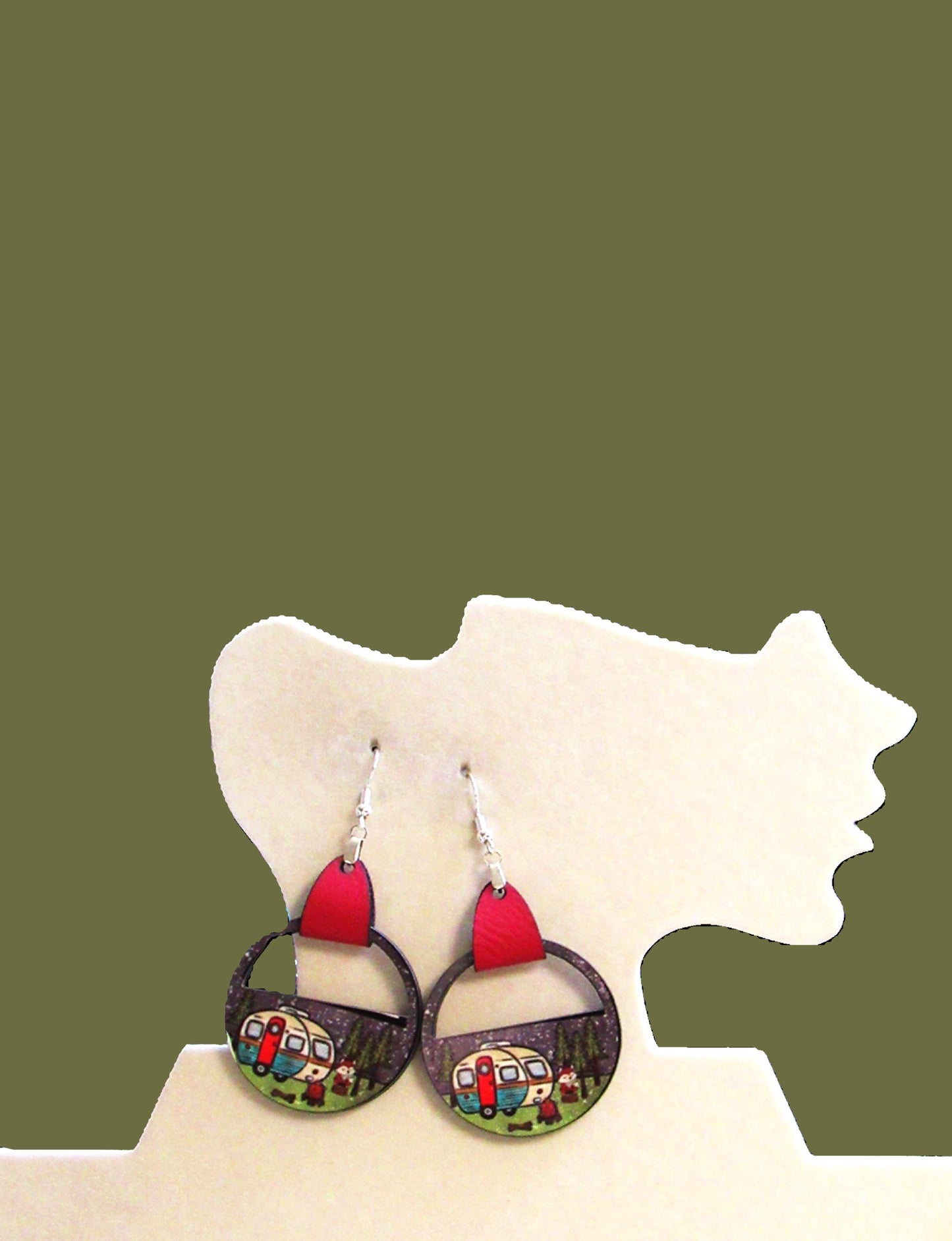 Round Semi Circle Shaped Sublimated Earrings