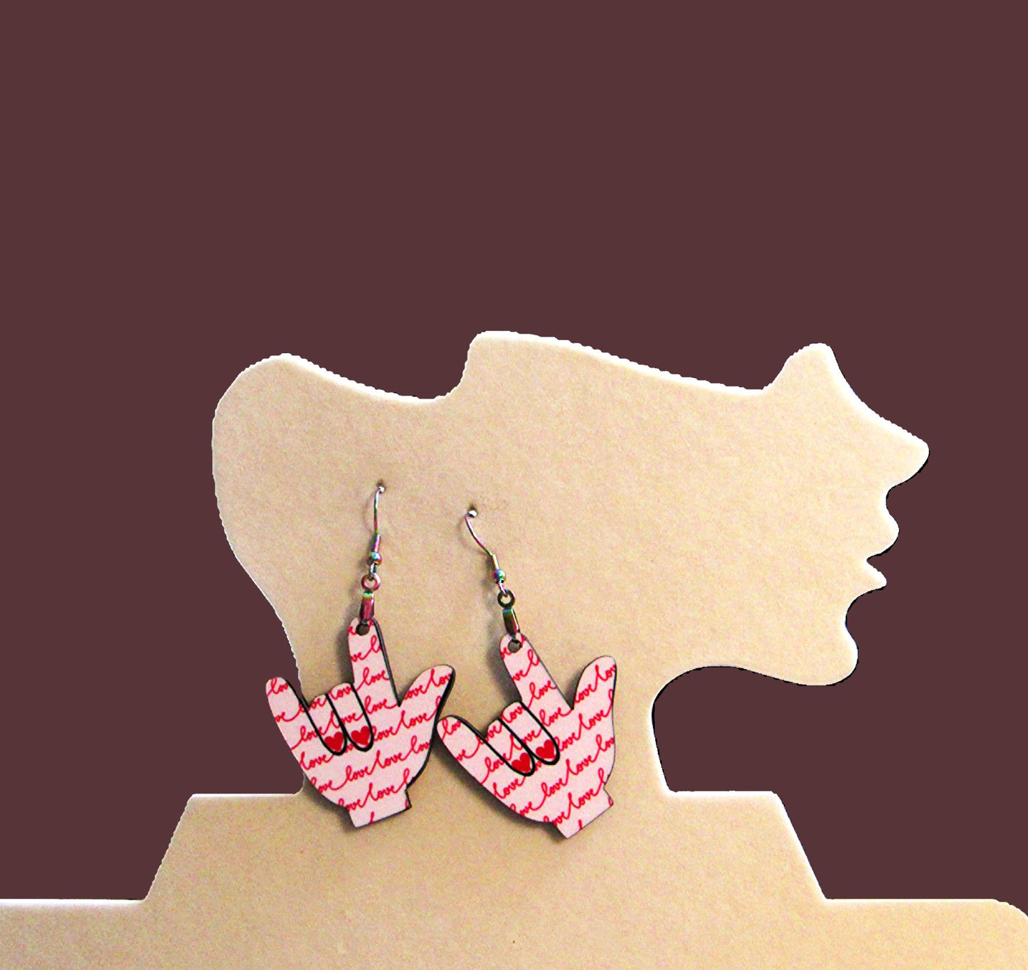 ASL Shaped Sublimated Earring