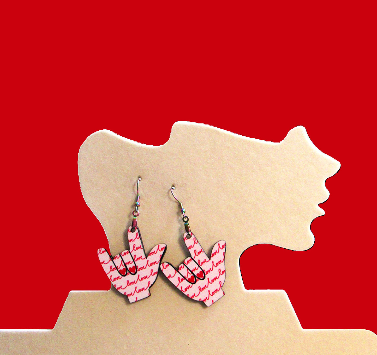 ASL Shaped Sublimated Earring