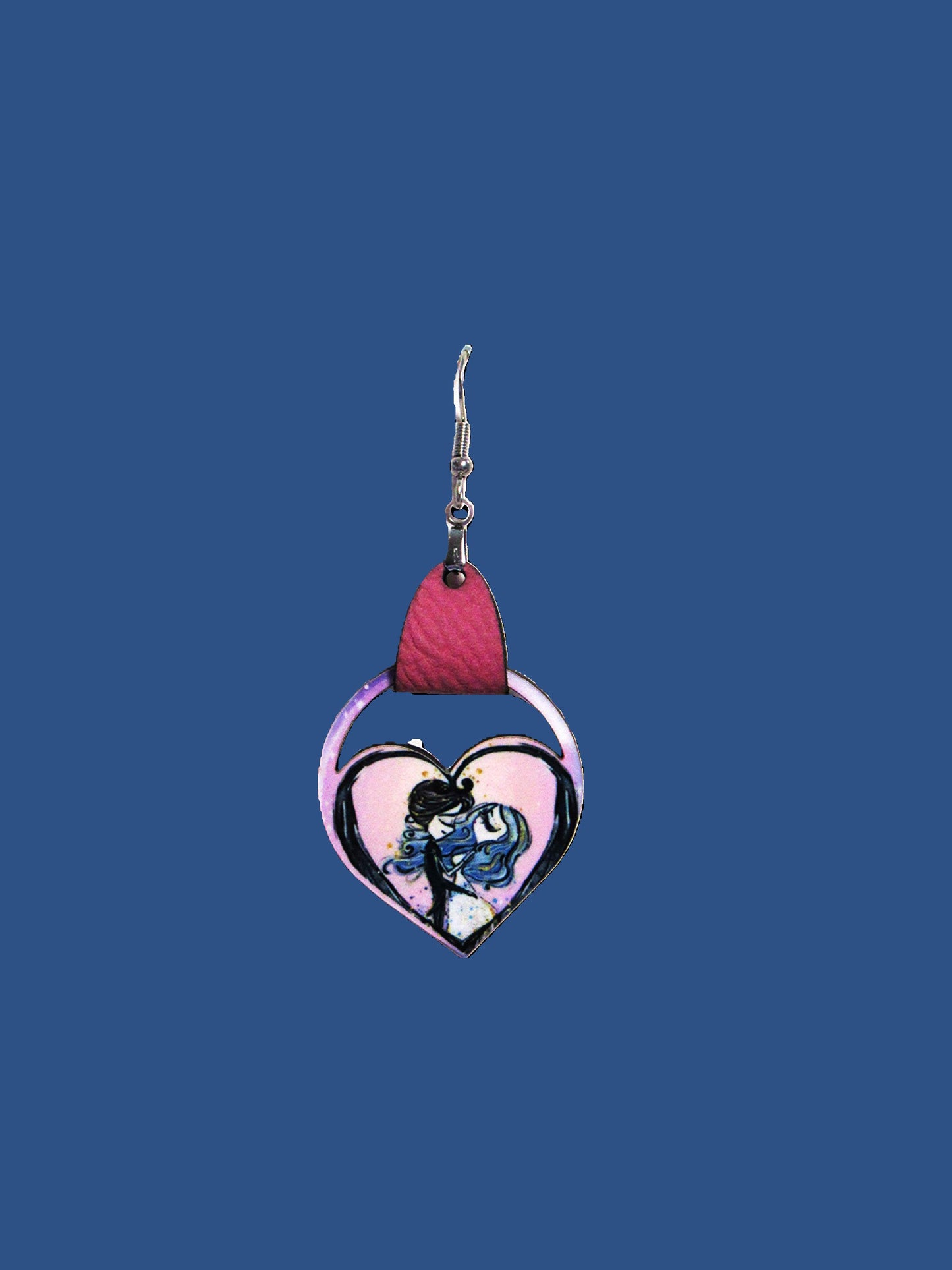 Round Heart Shaped Sublimated Earring