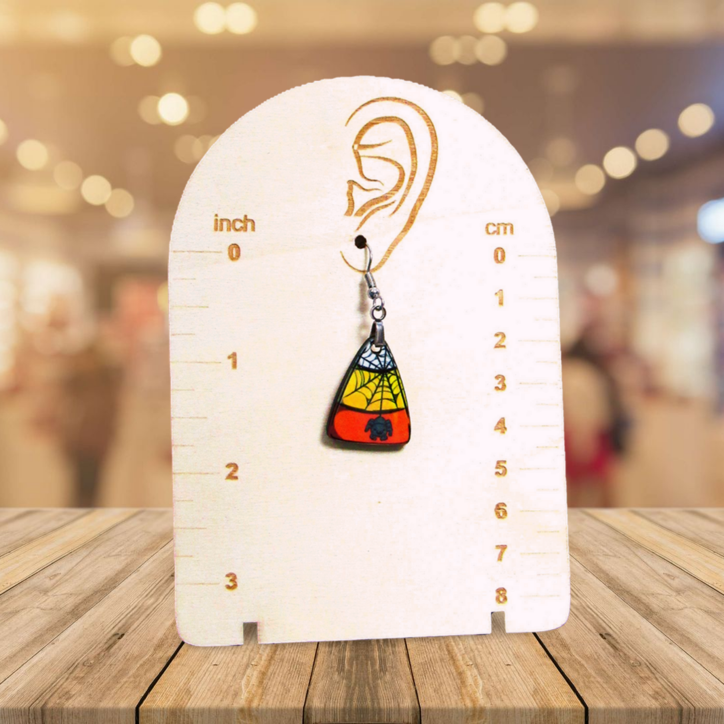 Candy Corn Shaped Sublimated Earrings