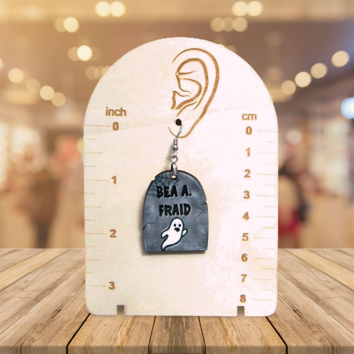 Grave Stone Shaped Sublamated Earrings 1.5 inch