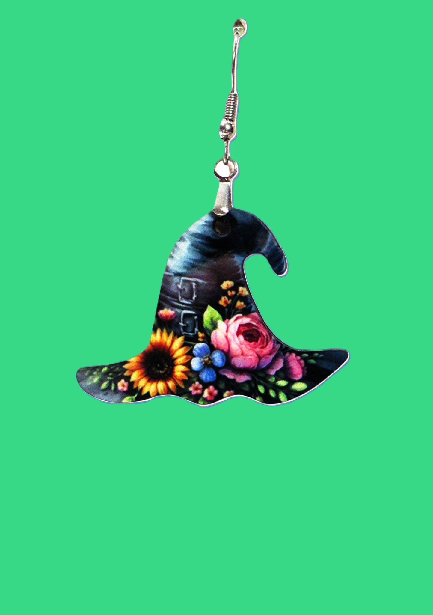 Witch Hat Shaped Sublimated Earrings 1.5 inches