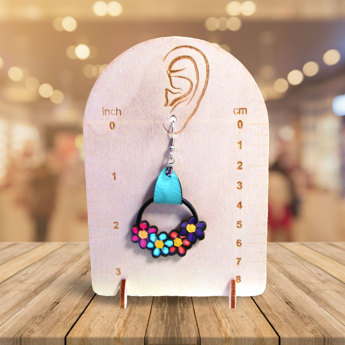 Round Flower Cluster Shaped Sublimated Earrings