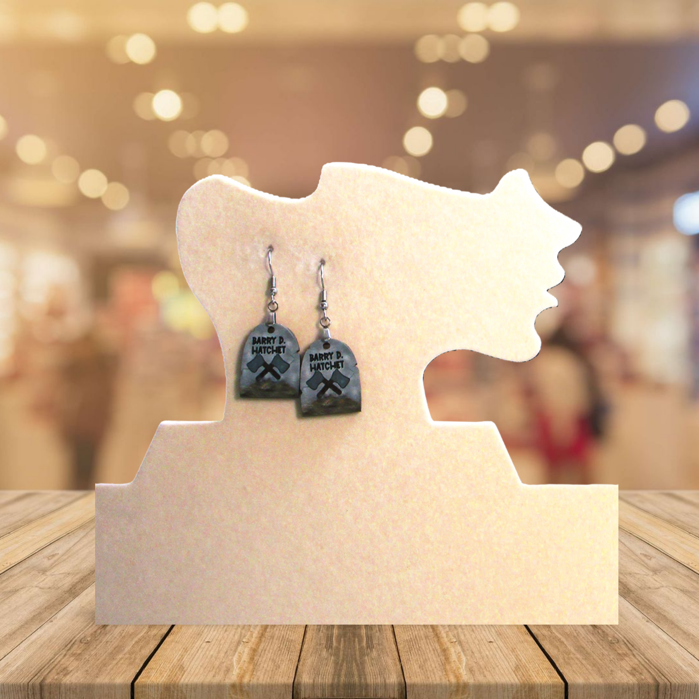 Grave Stone Shaped Sublimated Earrings 1 inch