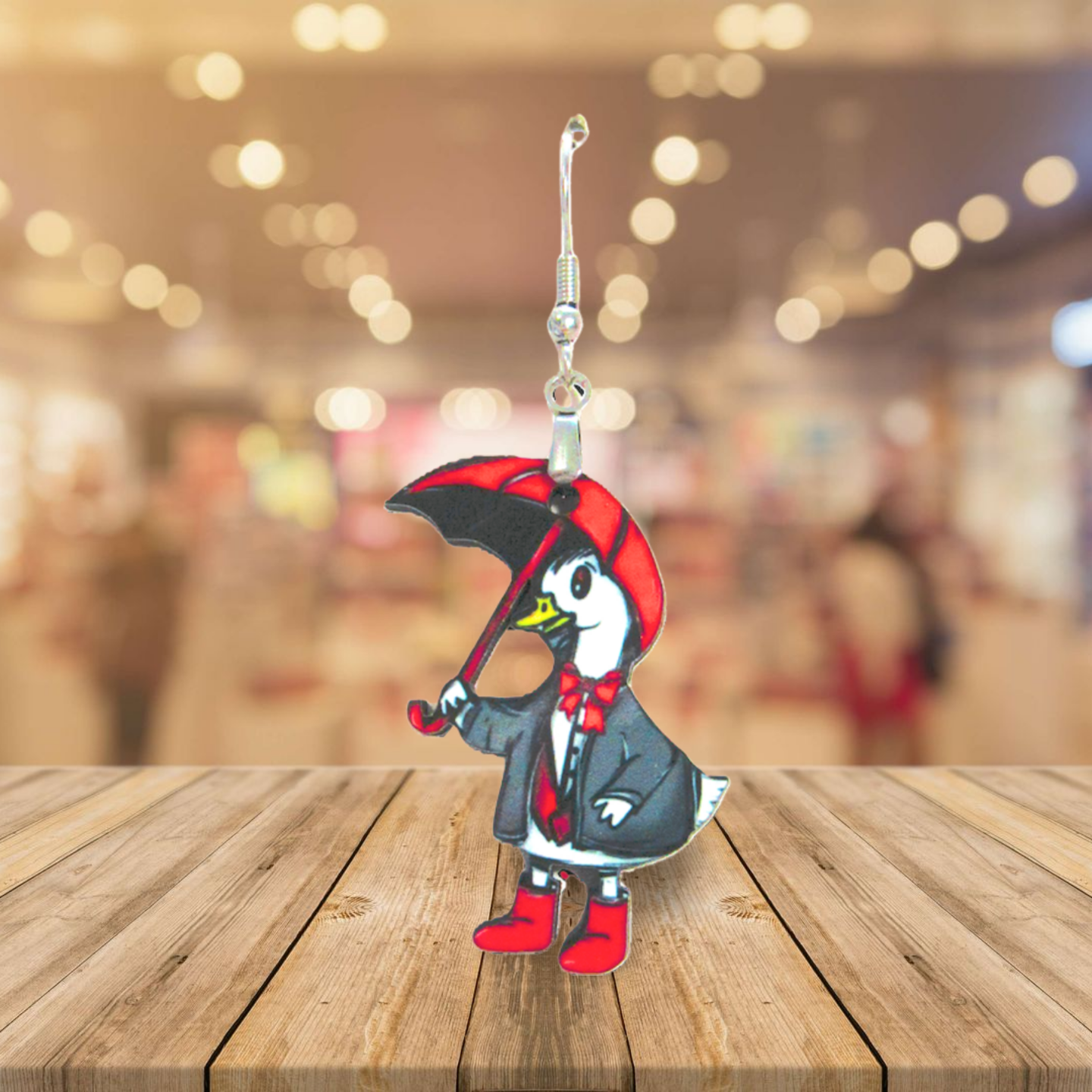 Goose with Umbrella Shaped Sublimated Earrings