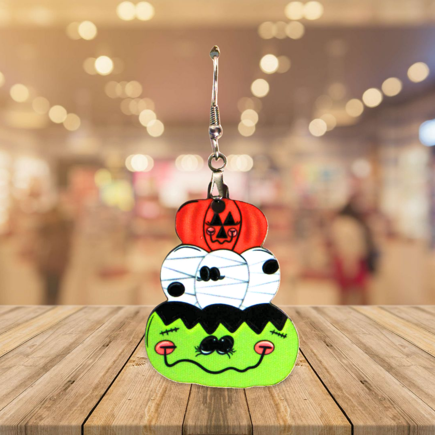 Stacked Pumpkin Sublimated Earrings 1.5 inch