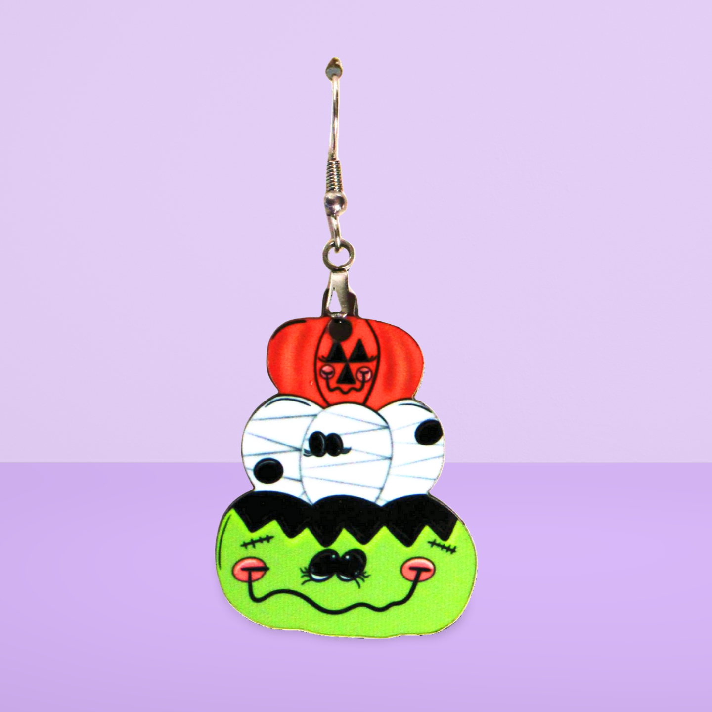 Stacked Pumpkin Sublimated Earrings 1.5 inch