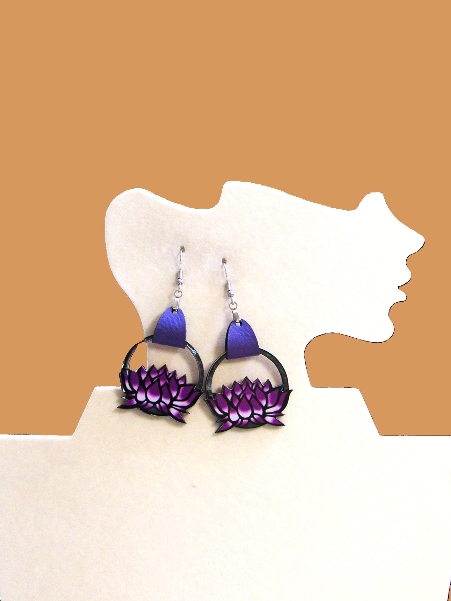 Round Lotus Shaped Sublimated Earrings