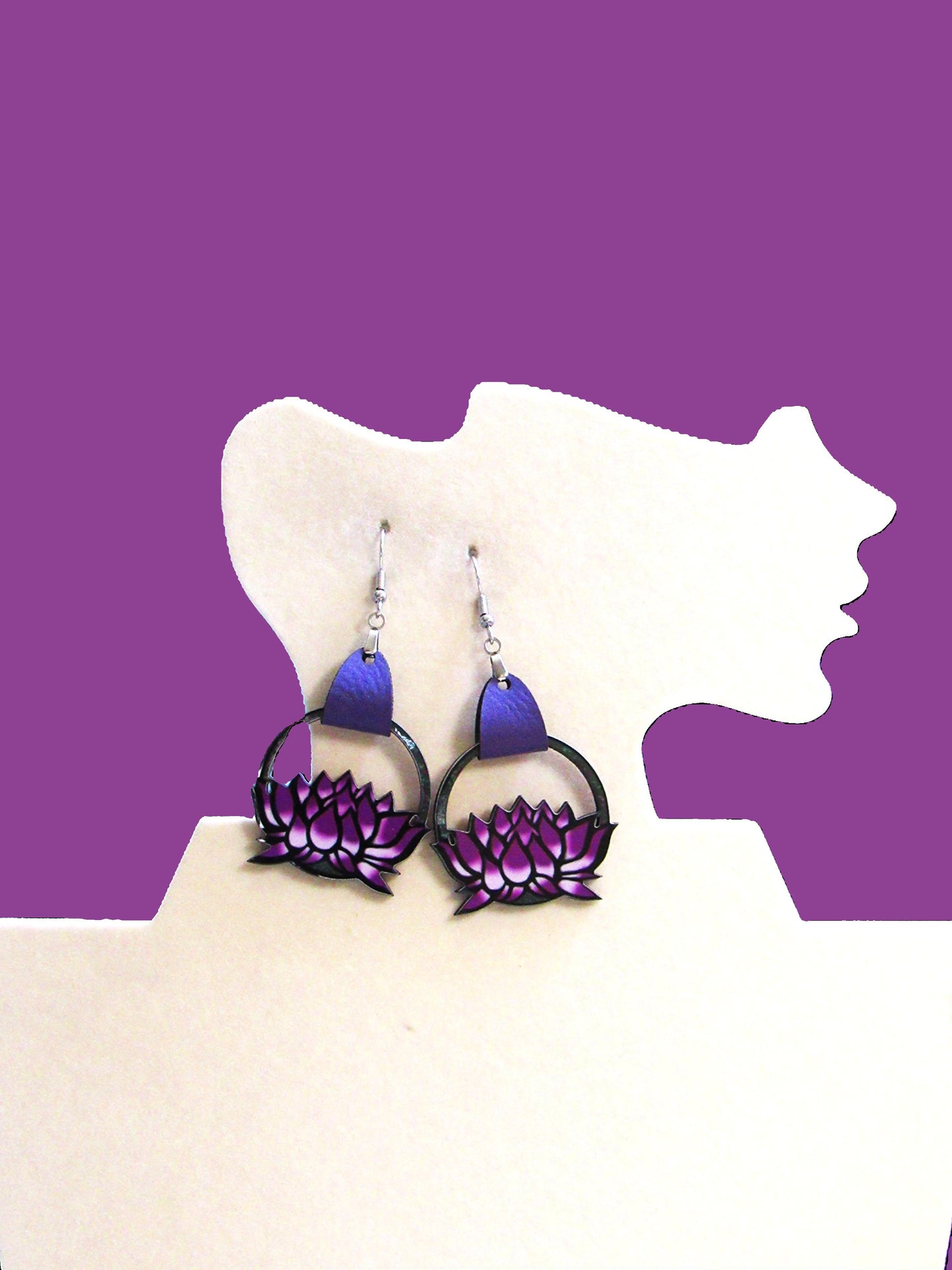 Round Lotus Shaped Sublimated Earrings