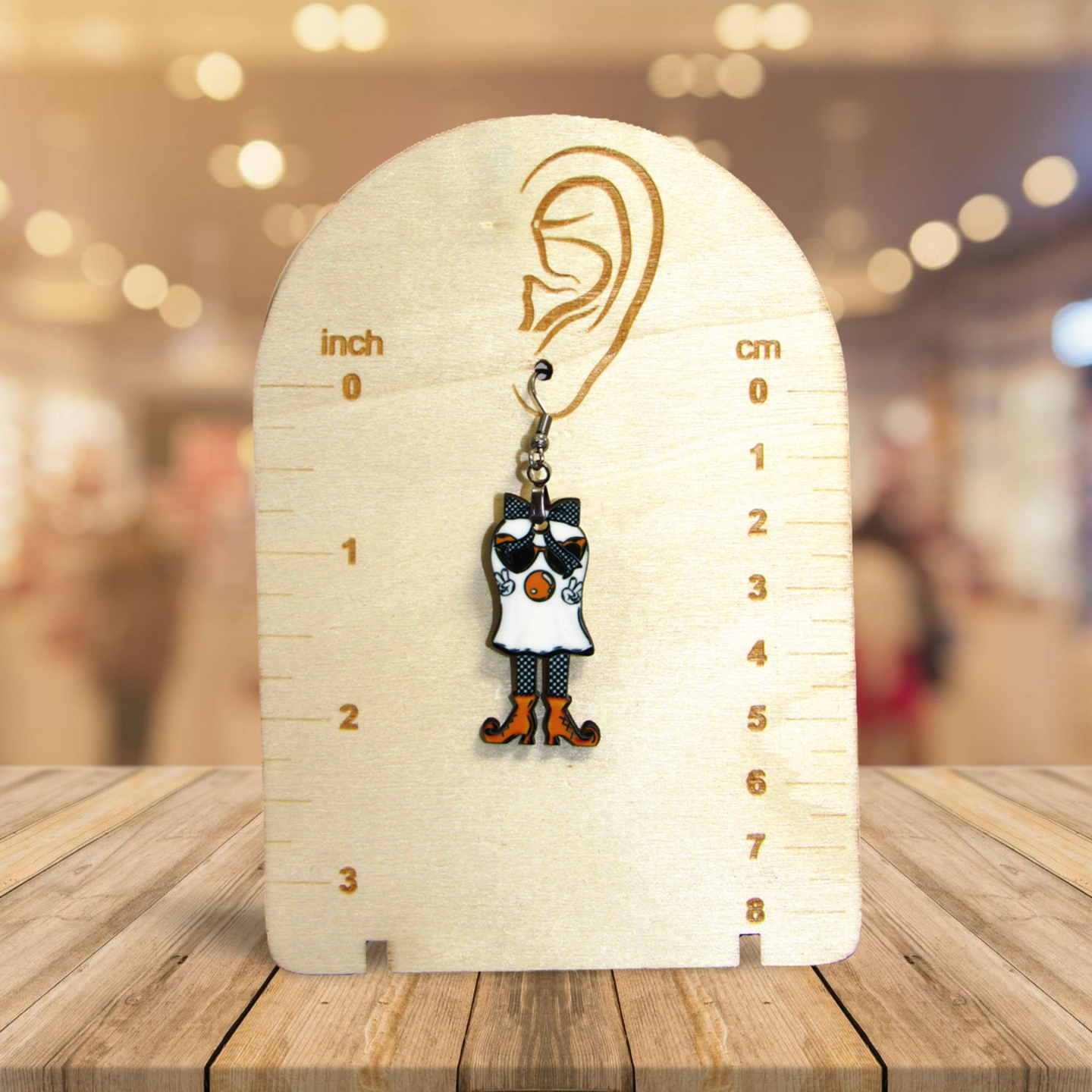 Ghost with Legs Shaped Sublimated Earrings 1.5 inch