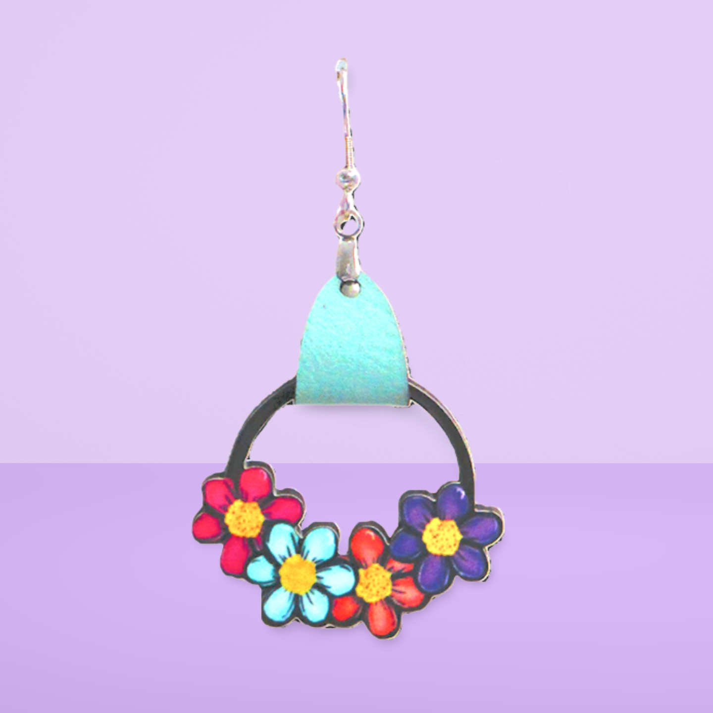 Round Flower Cluster Shaped Sublimated Earrings