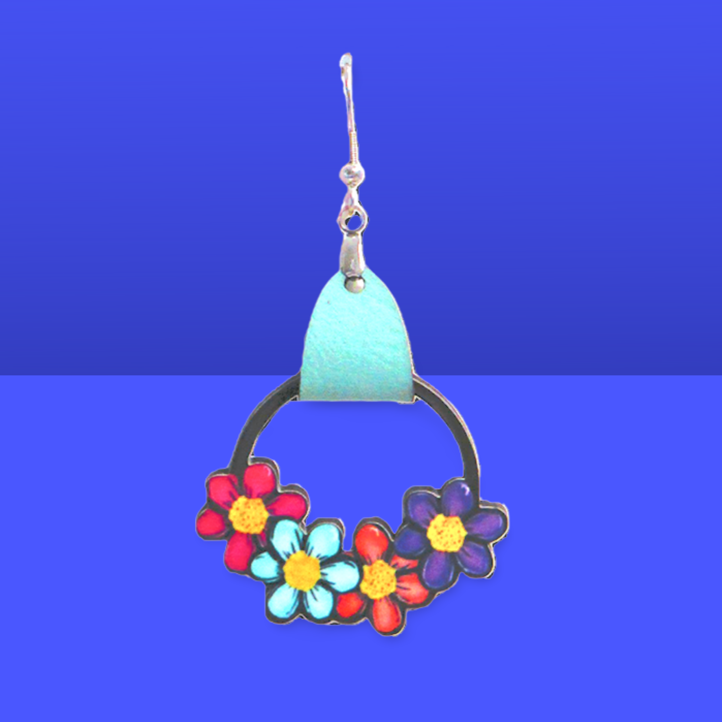 Round Flower Cluster Shaped Sublimated Earrings