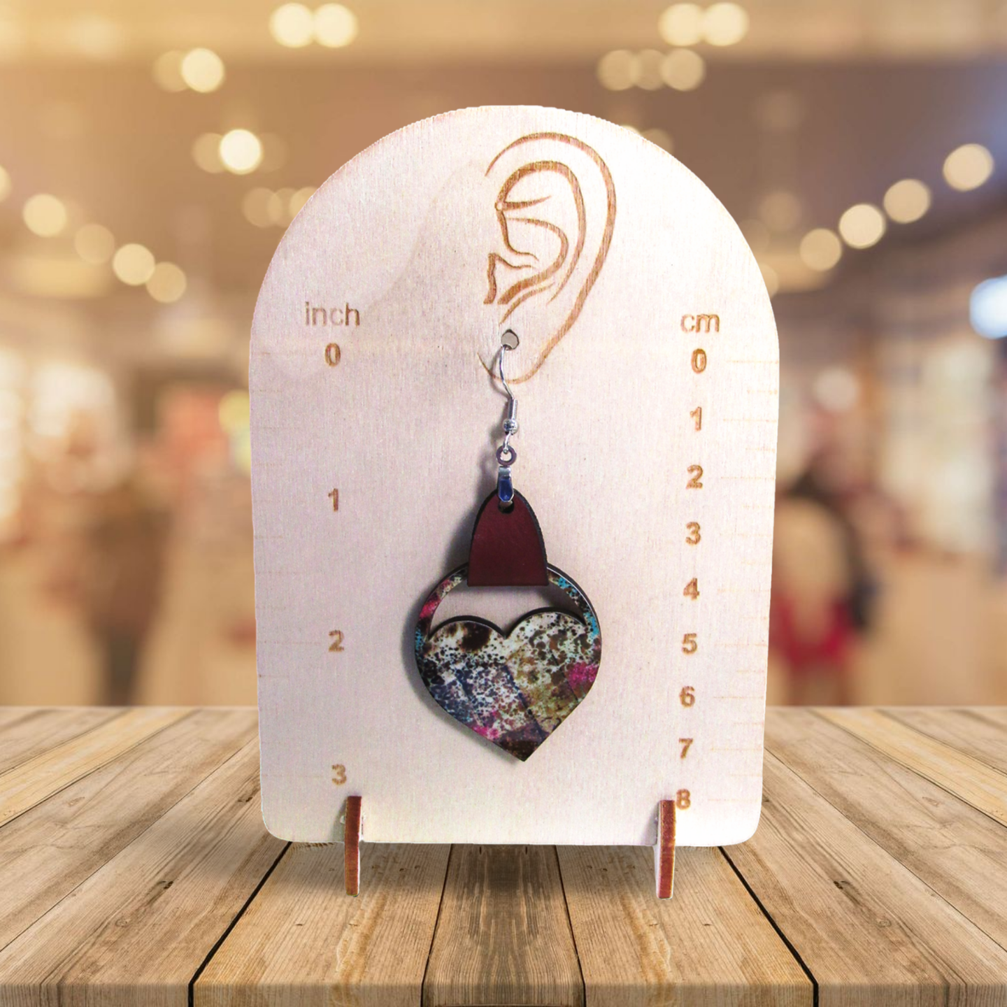 Round Heart Shaped Sublimated Earring