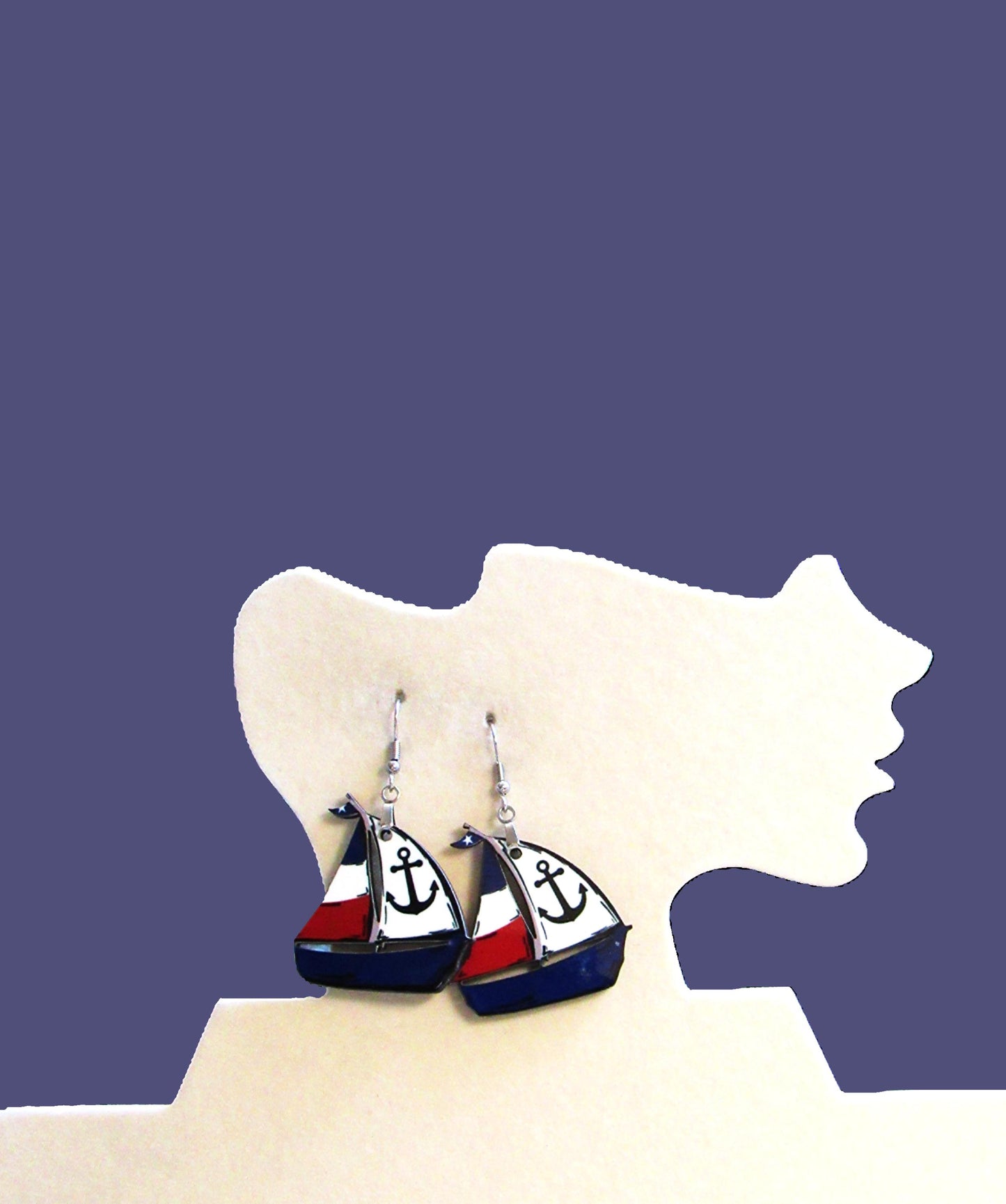 Sailboat Shaped Sublimated Earrings 1.5 inch
