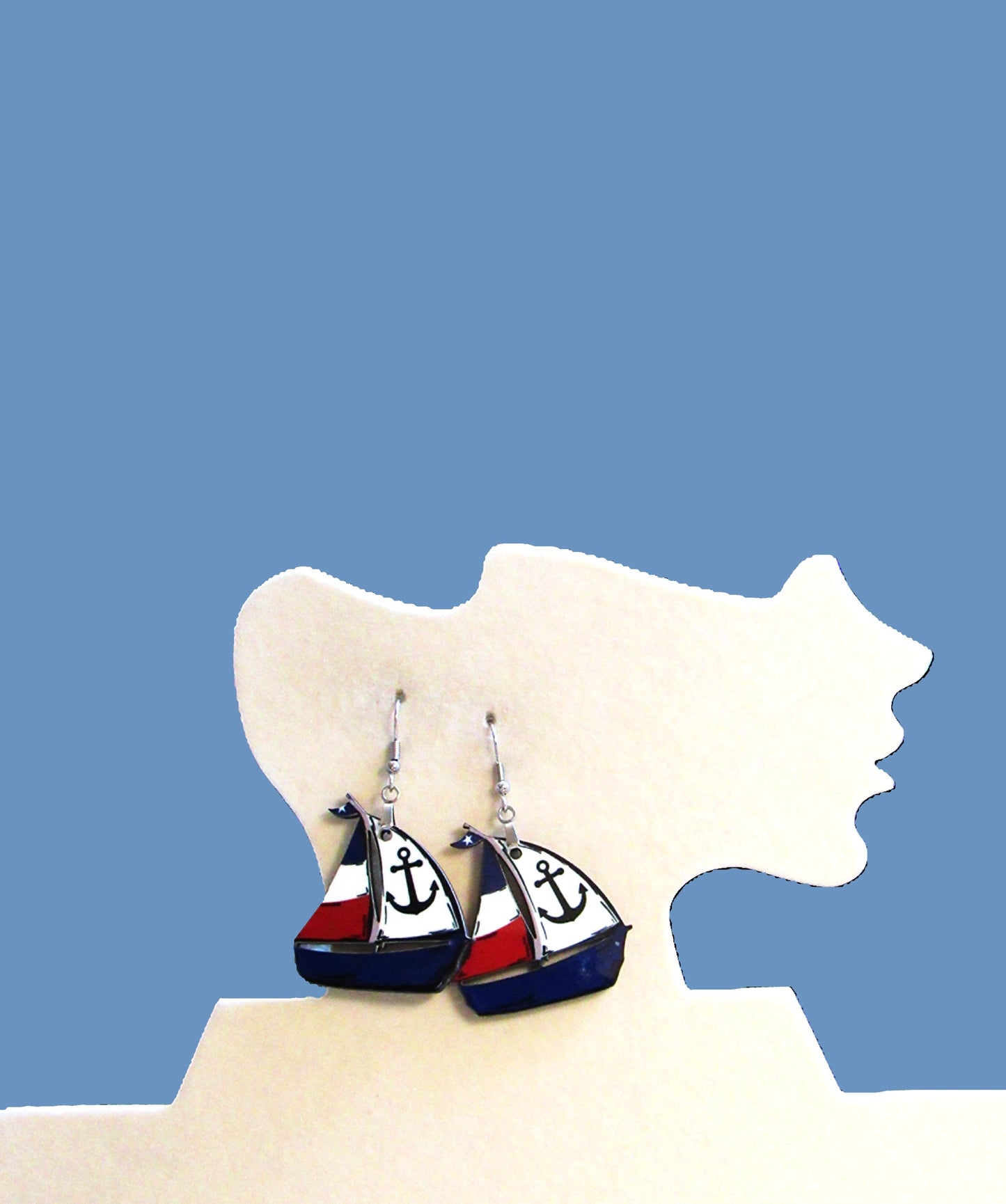 Sailboat Shaped Sublimated Earrings 1.5 inch