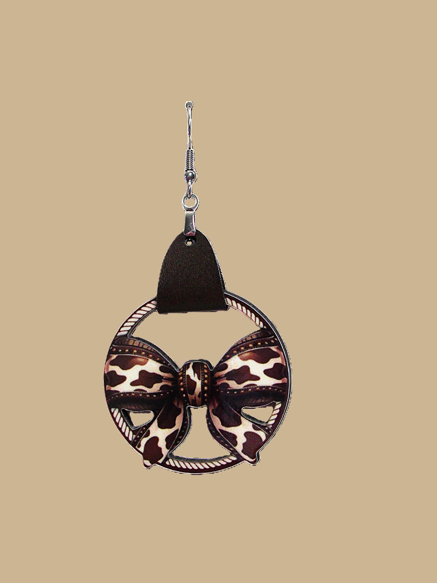 Faux Leather Bow Shaped Sublimated Earrings