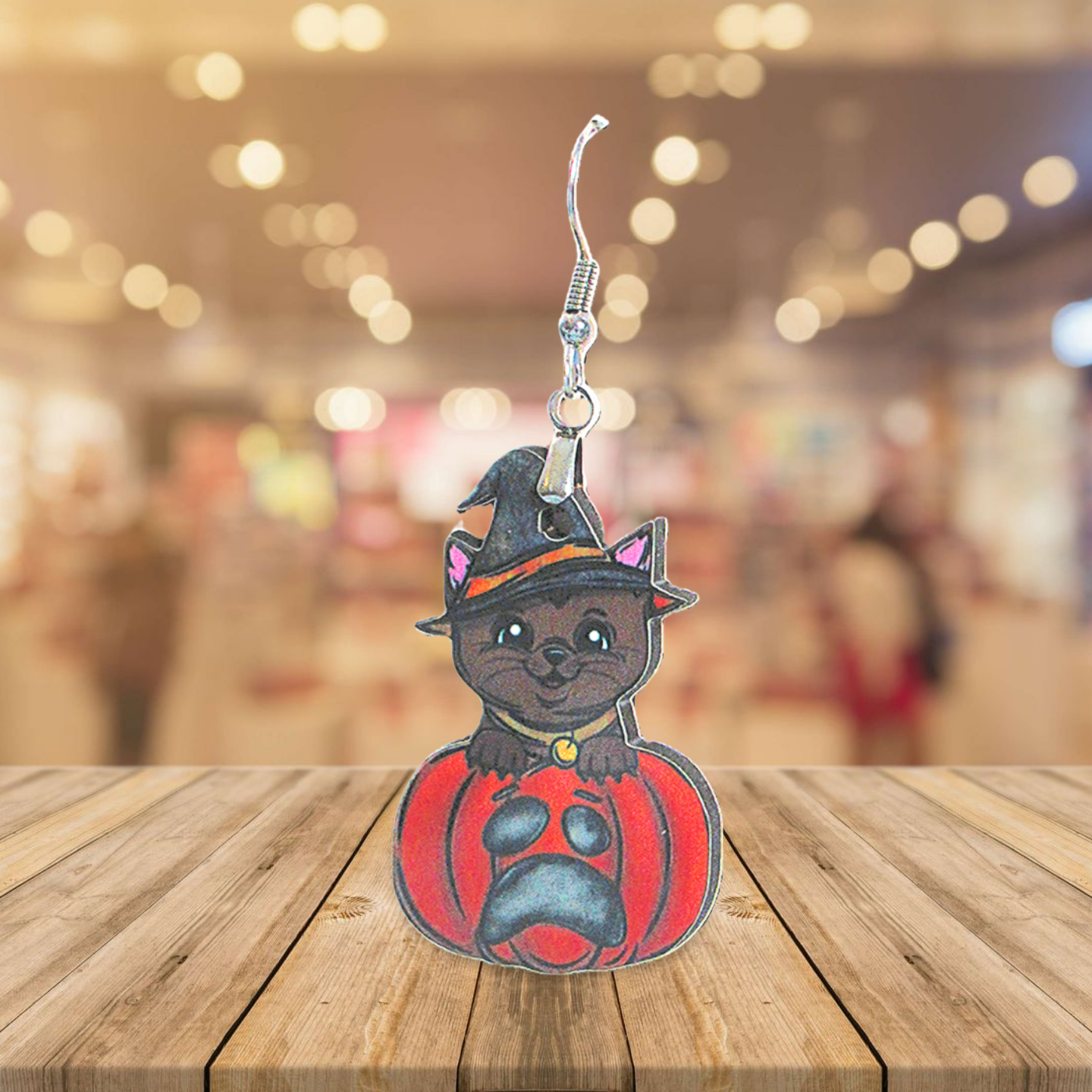 Cat in a Pumpkin Shaped Sublimated Earrings 1.5 inch